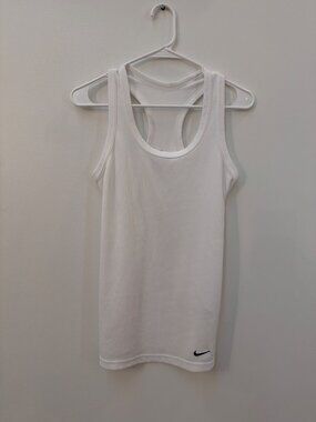 Nike Dri-Fit White Racerback Tank Top XS Tight Fit Activewear